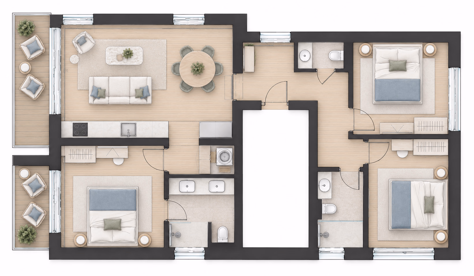Půdorys apartmánu E